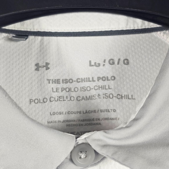 Under Armour Shirt Mens Large White Grey Iso Chill Performance Golf Polo Shirt - Picture 3 of 5